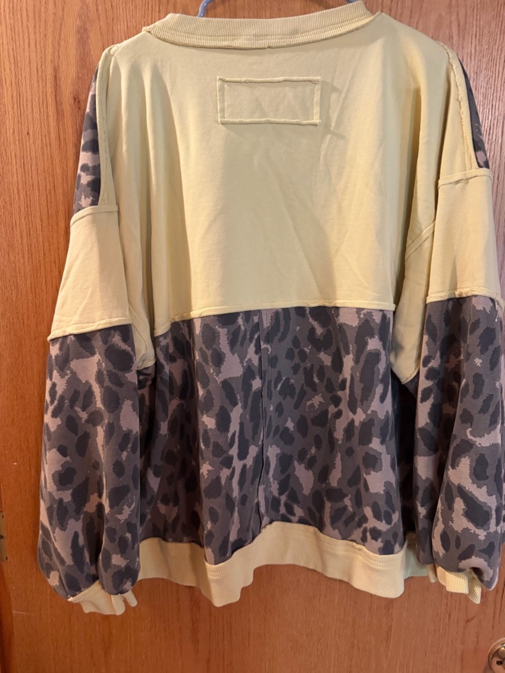 Leopard V-Neck Pullover Sweatshirt with Light Yellow Trim - Picture 4 of 4